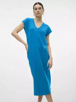 Платье миди Vero Moda "VMBARBARA SS CALF DRESS JRS SPE GA", синий