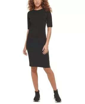 Платье миди в полоску с логотипом DKNY