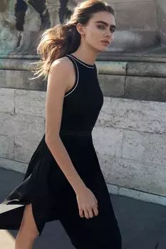 Платье миди ZARA, черный