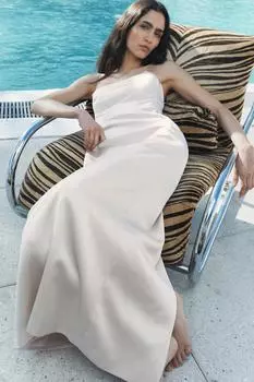 Платье миди ZARA, цвет Pearl/Beige
