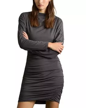 Платье-мини из джерси с рюшами REISS, серый