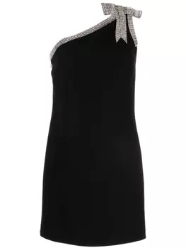 Платье мини на одно плечо с кристаллами Elie Saab, черный