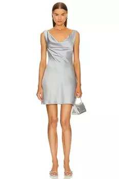 Платье мини Norma Kamali Deep Drape Neck, серебряный