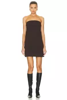 Платье мини Norma Kamali Strapless Tailored Terry, цвет Chocolate