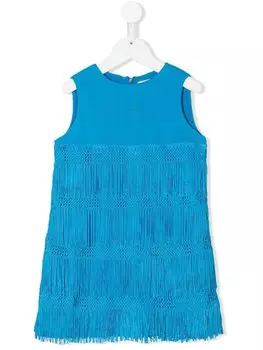 Платье мини с бахромой Alberta Ferretti Kids, синий