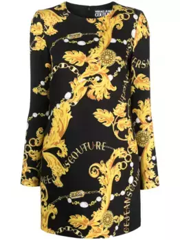 Платье мини с принтом Baroque Versace Jeans Couture, черный