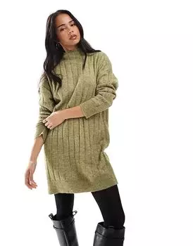 Платье-мини свободного покроя в рубчик зеленого меланжевого цвета Vero Moda