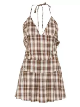 Платье мини The Hoxton Check House of Sunny, коричневый