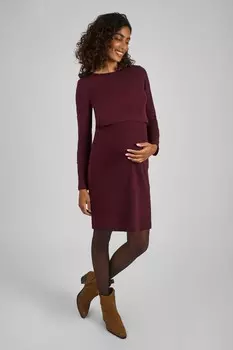 Платье мини в рубчик для беременных и кормящих мам Jojo Maman Bb, красный