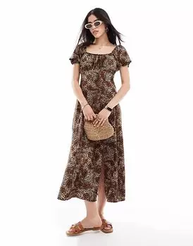 Платье Miss Selfridge spun midaxi с анималистичным принтом