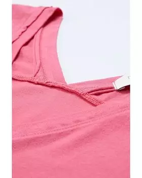 Платье Mod-o-doc Cotton Modal Spandex Short Sleeve Double V-Neck Dress, цвет Azalea