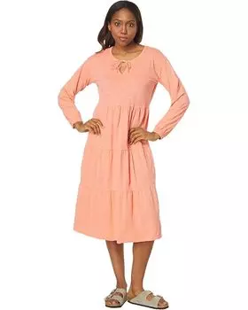 Платье Mod-o-doc Slub Jersey Shirred Tiered Dress, цвет Coral Clay