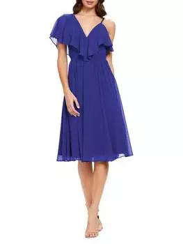 Платье Nera Dress The Population с оборками, синий
