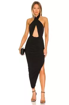 Платье Norma Kamali Cross Halter Side Drape Gown, черный
