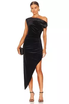 Платье Norma Kamali Drop Shoulder Side Drape Gown, черный