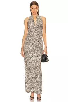 Платье Norma Kamali Halter Drape Bias Gown, цвет Bb Leopard