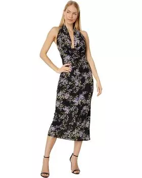 Платье Norma Kamali Halter Drape To Midcalf, цвет Lavender Floral
