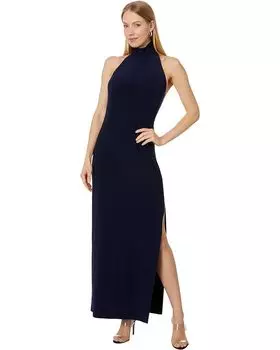 Платье Norma Kamali Halter Turtle Side Slit Gown, цвет True Navy
