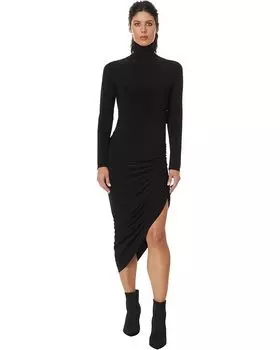 Платье Norma Kamali Long Sleeve Turtleneck Side Drape Dress To Midcalf, черный