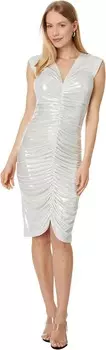Платье Norma Kamali Sleeveless Deep V Neck Shirred Front Dress To Knee, цвет Pearl