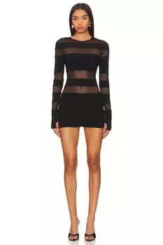 Платье Norma Kamali Spliced Long Sleeve Pickleball, цвет Black & Black Mesh