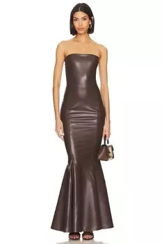 Платье Norma Kamali Strapless Fishtail Gown, цвет Chocolate