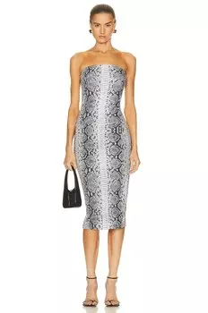 Платье Norma Kamali Strapless To Knee, цвет Black & White Python