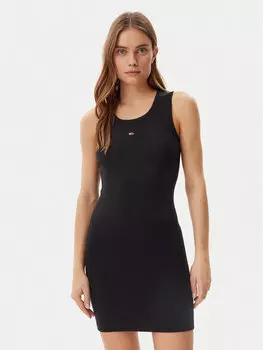 Платье облегающего кроя для повседневной носки Essential DW0DW20674 Tommy Jeans, черный