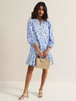 Платье Phase Eight Hermoine Leaf Print Mini, синий