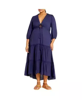 Платье пляжное Plus Size Cabana Dress CITY CHIC, синий