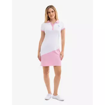 Платье-поло U.S. Polo Assn. Colorblock Big Logo, белый/розовый