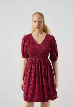 Платье повседневное SMOCKED PUFF MINI DRESS GAP, цвет pink