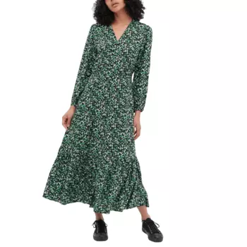 Платье расклешенное с принтом Uniqlo, зеленый