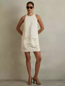 Платье Reiss Cecile Tunic Pocket Mini, бежевый