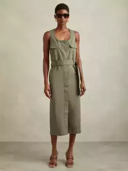Платье Reiss Elin Utility Midi, цвет sage