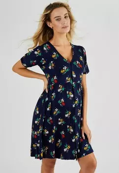 Платье-рубашка DITSY PRINT V-NECK REGULAR FIT JoJo Maman Bb, синий