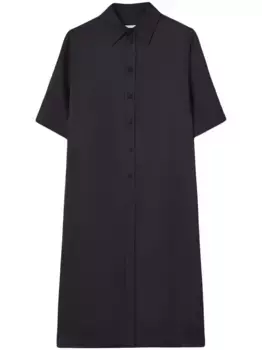 Платье-рубашка длины миди с короткими рукавами JIL SANDER, синий