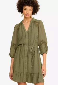 Платье-рубашка DOBBY DETAIL 3/4 SLEEVE MINI-REGULAR FIT Love & Roses, зеленый