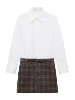 Платье рубашка MANGO Shirt Dress Combi, белый