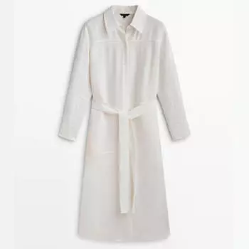 Платье - рубашка Massimo Dutti Linen Blend With Seams, бедый