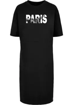 Платье-рубашка Merchcode " Merchcode Ladies Ladies Paris Eiffel Tower Oversized Платье с разрезом" (1 шт.), черный