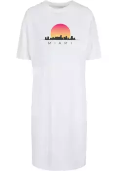 Платье-рубашка Merchcode " Merchcode Women's Ladies Miami Organic Oversized Slit Tee Dress" (1 шт.), белый