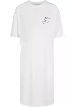 Платье-рубашка Merchcode " Merchcode Women's Ladies Cherry Oversized Slit Dress" (1 шт.), белый