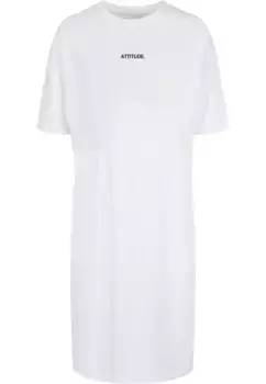 Платье-рубашка Merchcode " Merchcode Women's Ladies Attitude Oversized Slit Tee Dress" (1 шт.), белый