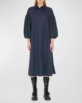 Платье-рубашка миди из хлопка с вышивкой Ossola Weekend Max Mara, цвет Navy