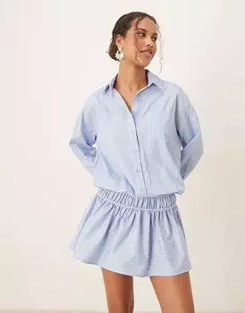 Платье-рубашка мини ASOS DESIGN с заниженной талией в сине-белую полоску
