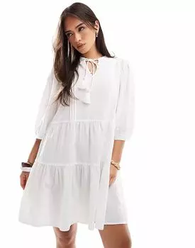 Платье-рубашка мини Vero Moda белого цвета