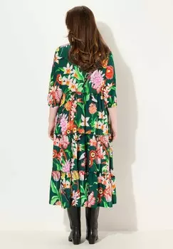 Платье-рубашка MIXED FLORAL PRINT 3/4 SLEEVE Ulla Popken, зеленый