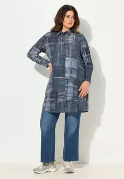 Платье-рубашка MIXED PLAID Ulla Popken, темно-синий