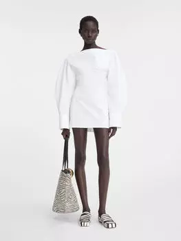Платье-рубашка с вырезом-лодочкой JACQUEMUS The Casaco shirt dress, белый